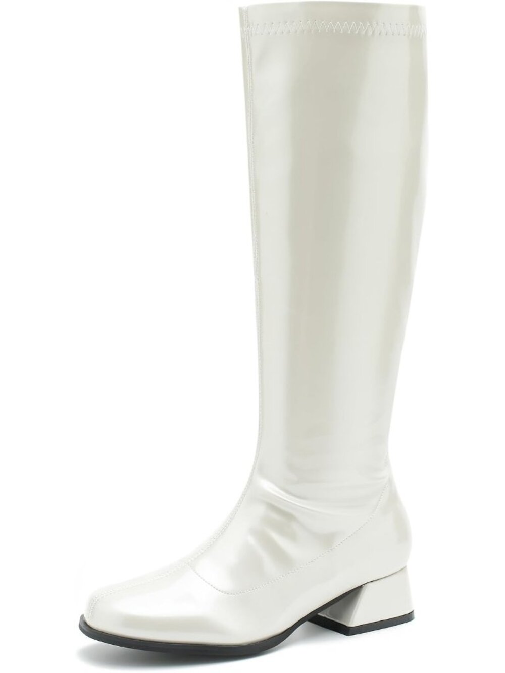 GOGO Boots for Women, Knee High Boots, Low Block Heel Zipper Boots Ladies Party